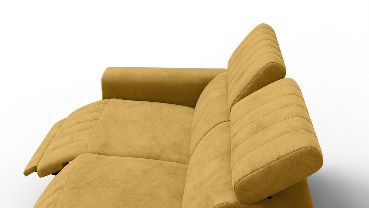 RELAXSOFA NORDEL 3-Sitzer, senfgelb - Gelb/Schwarz, Holz/Textil (194/80/105cm) - Wozimo