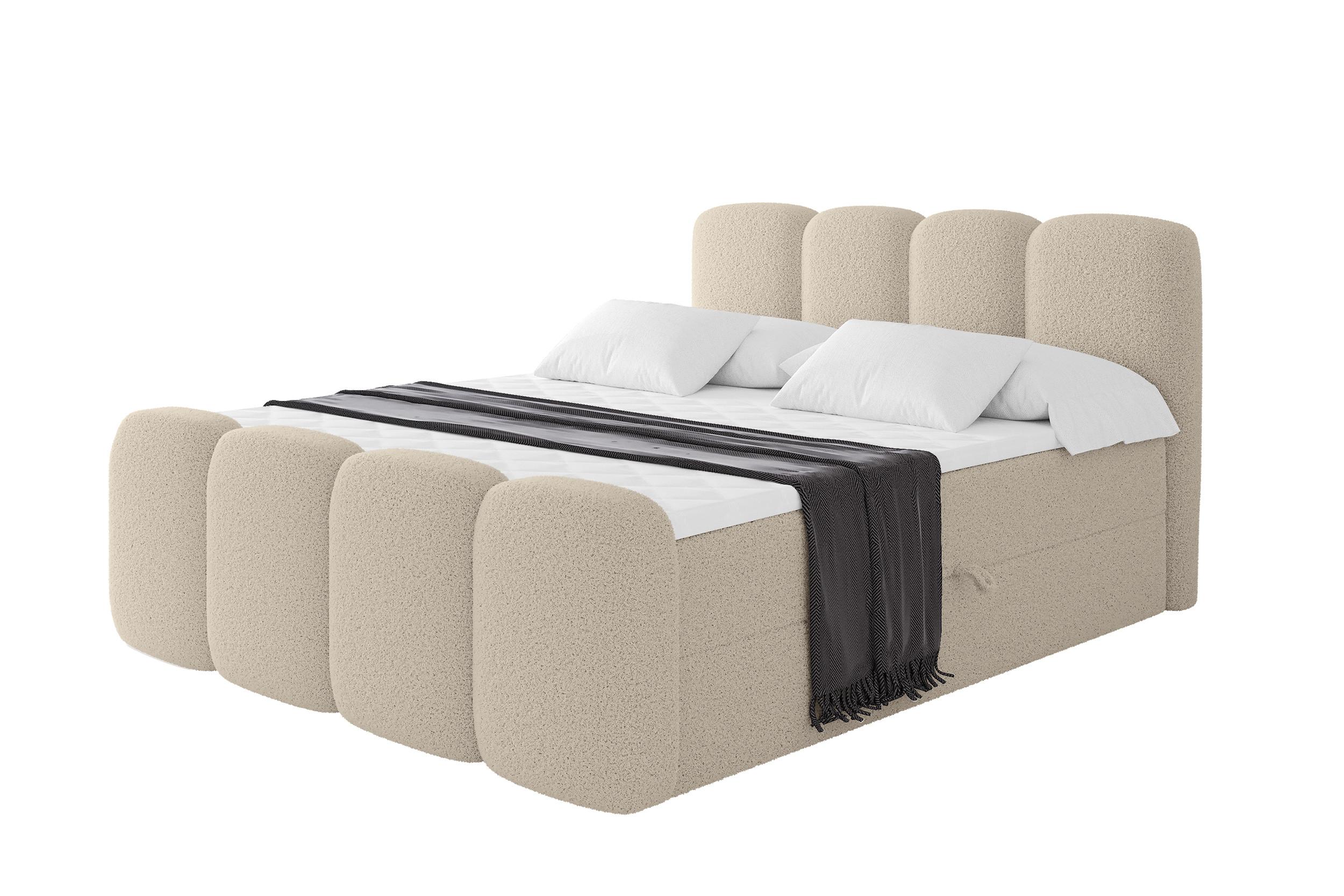 BOXBETT mit Matratze H3 - NINA-Z - 180x200 cm Dunkelbeige - Baltimorefarben, Holzwerkstoff (180/200cm) - ALTDECOR