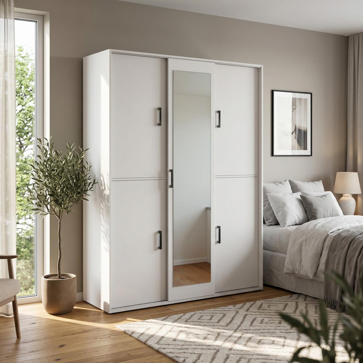 GARDEROBENSCHRANK BENVENO 150/21040 Modern Garderobenschrank Weiß - Weiß, Holzwerkstoff (150/210/40cm) - MASSENO