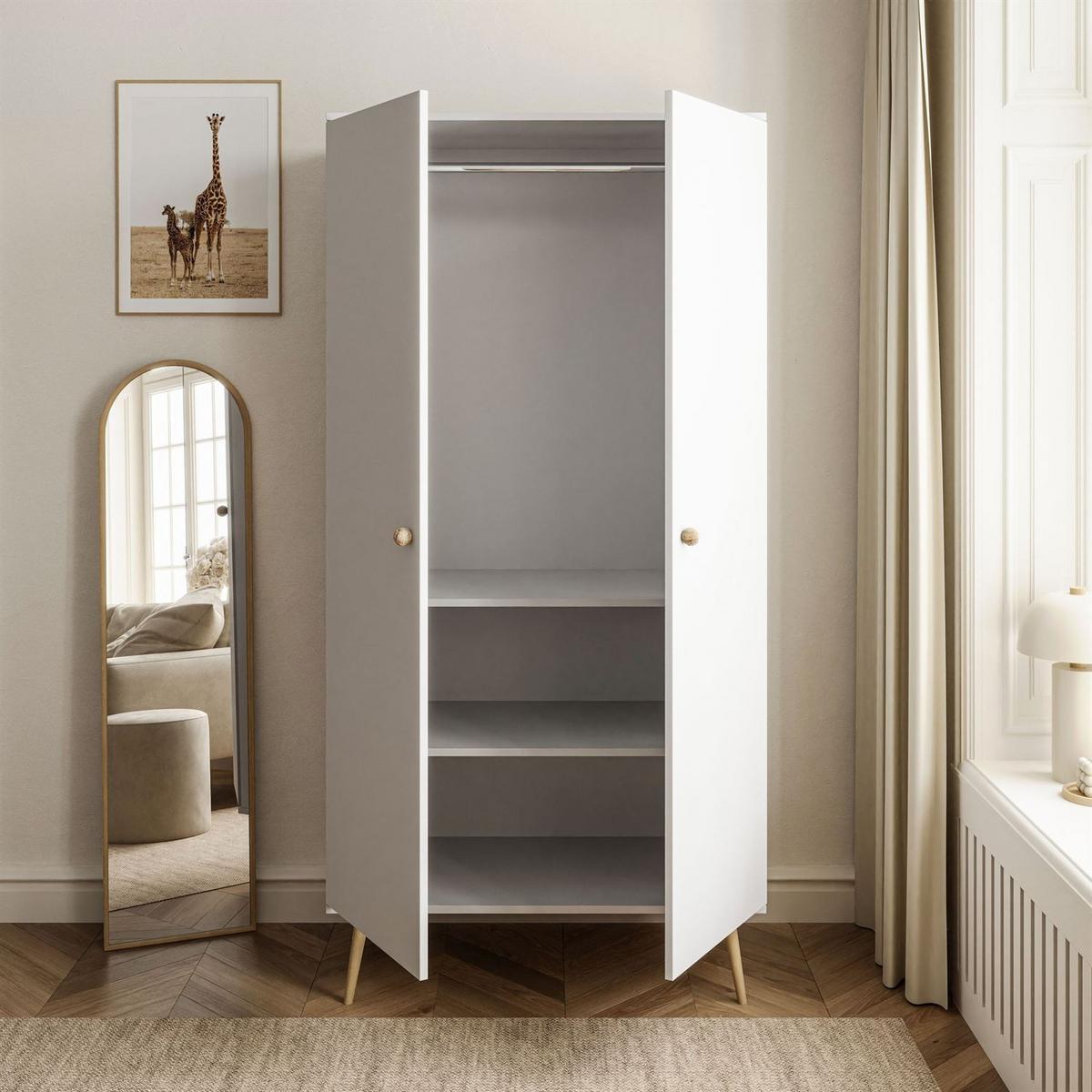 KLEIDERSCHRANK Zweitüriger HARMONY Weiß - Weiß, Holzwerkstoff (100/202/52cm) - Lookway