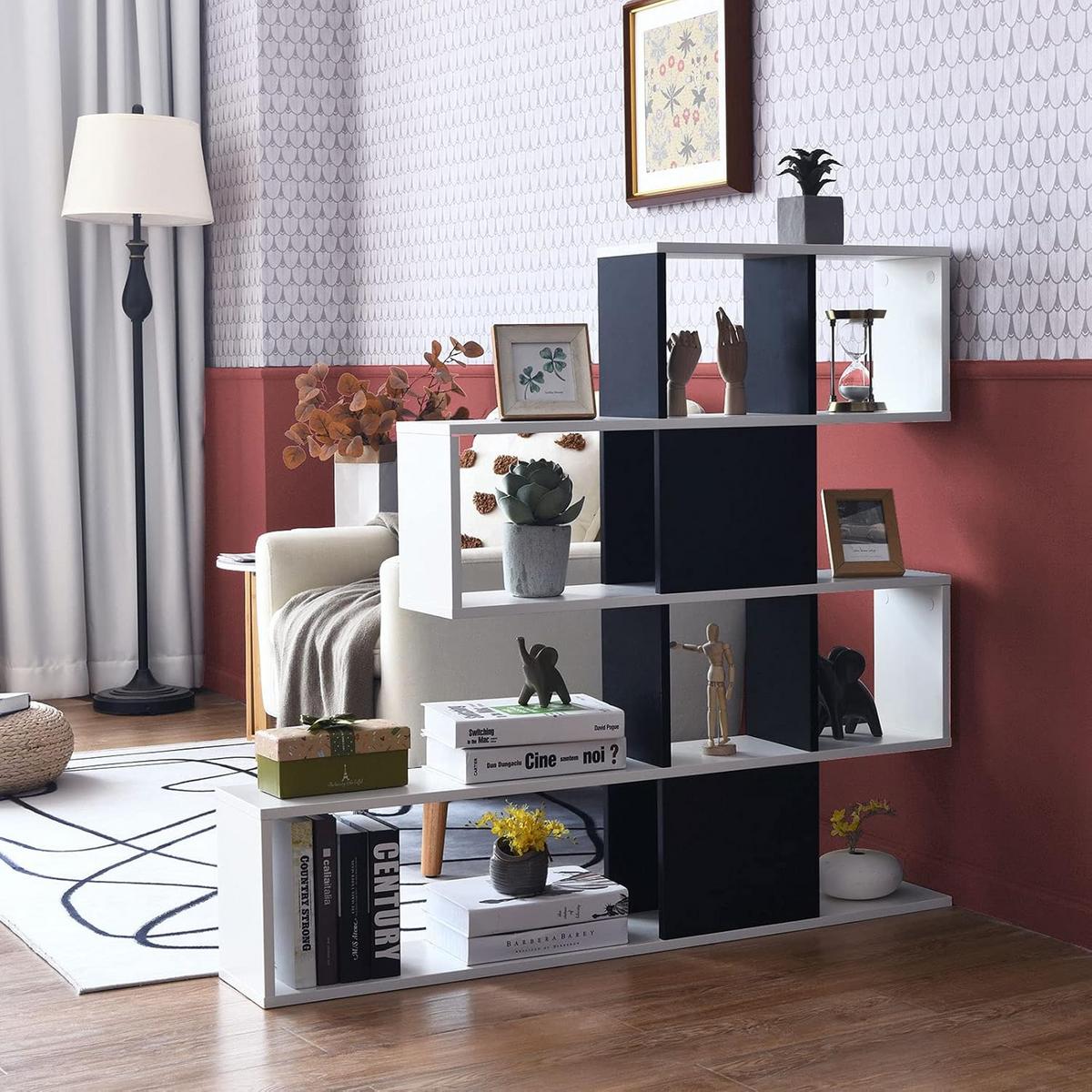 BUCHERREGAL 5-stöckiges Schwarz - Schwarz, Holz (120/109/20cm) - COSTWAY