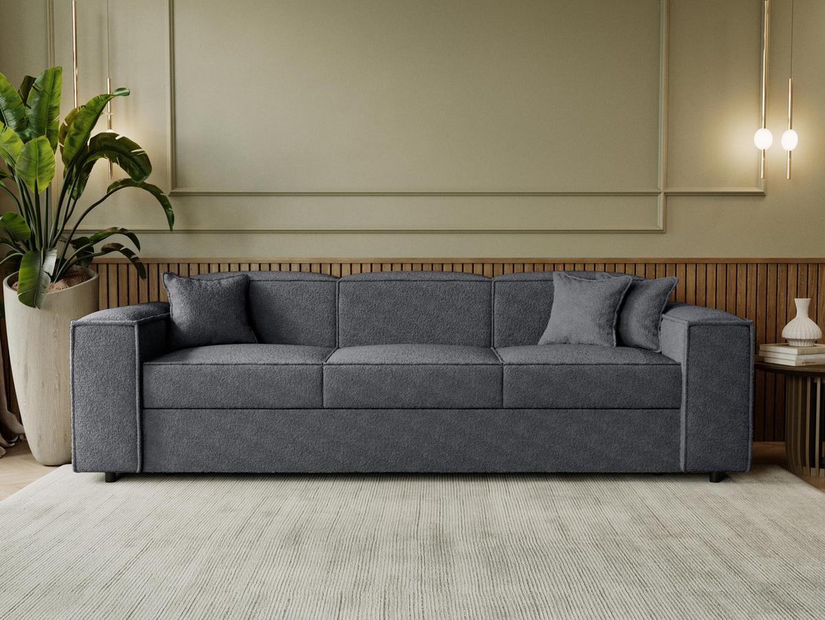SCHLAFSOFA Santos Boucle - Dunkelgrau/Schwarz, Holzwerkstoff/Kunststoff (252/79/88cm) - MIRJAN24