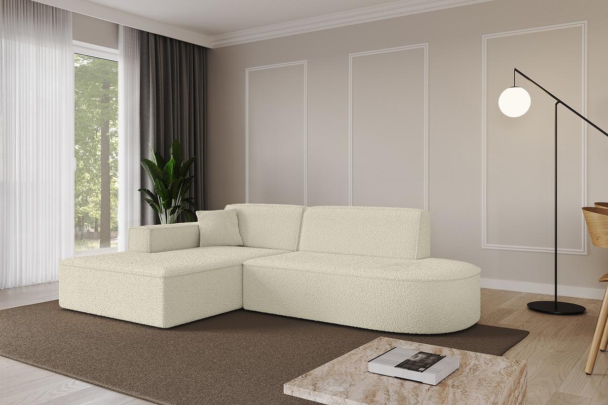 ECKSOFA Ottomane Links IREA-L1-v4 - 232x165x77 cm Beige - Hellbraun/Creme, Holzwerkstoff/Textil (232/165cm) - ALTDECOR