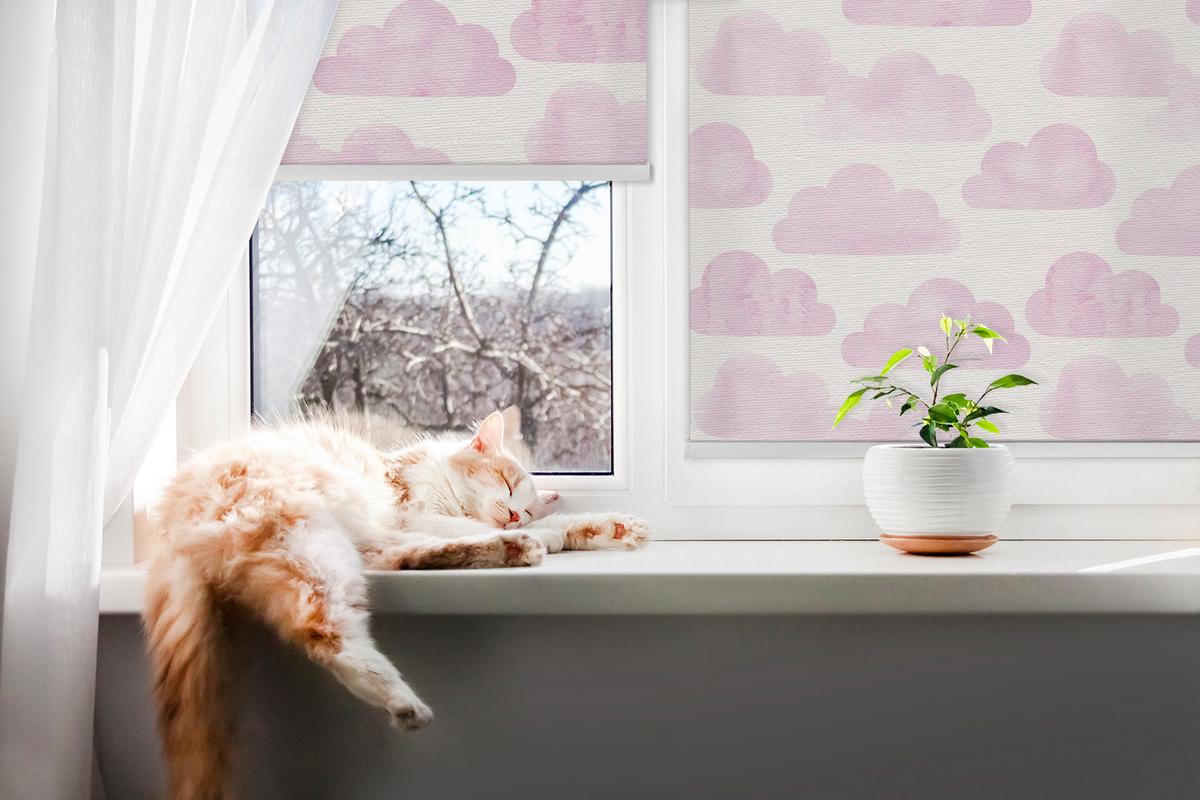 INNENROLLO - Fensterrollo - Rollo - 130x140 cm - Rosa Wolken - Pink, Kunststoff (130/140/0.5cm) - TULUP