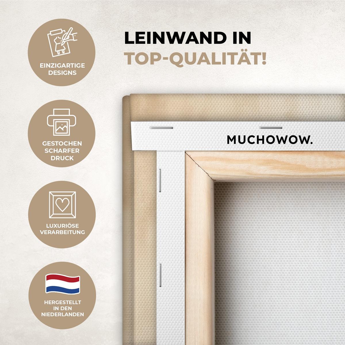 LEINWANDBILD 3er Set Landschaft - Japandi - Beige - Vögel 120x60 cm - Beige, Textil (120/60cm) - MuchoWow