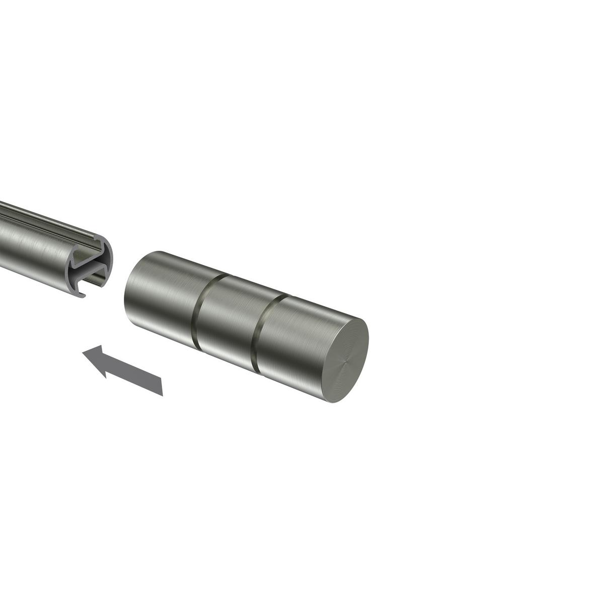 ENDSTÜCKE FÜR GARDINENSTANGEN 20 mm Ø, Elanto Edelstahl-Optik, Packung 2 Stück - Edelstahlfarben, Metall (6.4/2.4/2.4cm) - INTERDECO