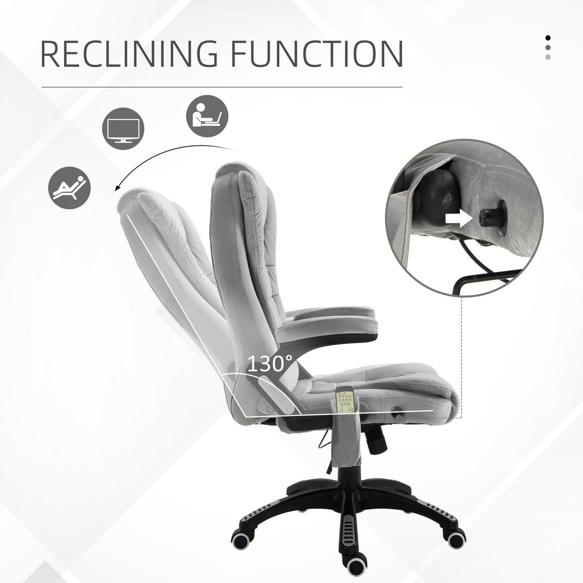 MASSAGE Sessel höhenverstellbarer Bürostuhl mit Massagefunktion Relaxsessel Grau - Schwarz/Grau, Kunststoff/Textil (74/116/67cm) - Vinsetto