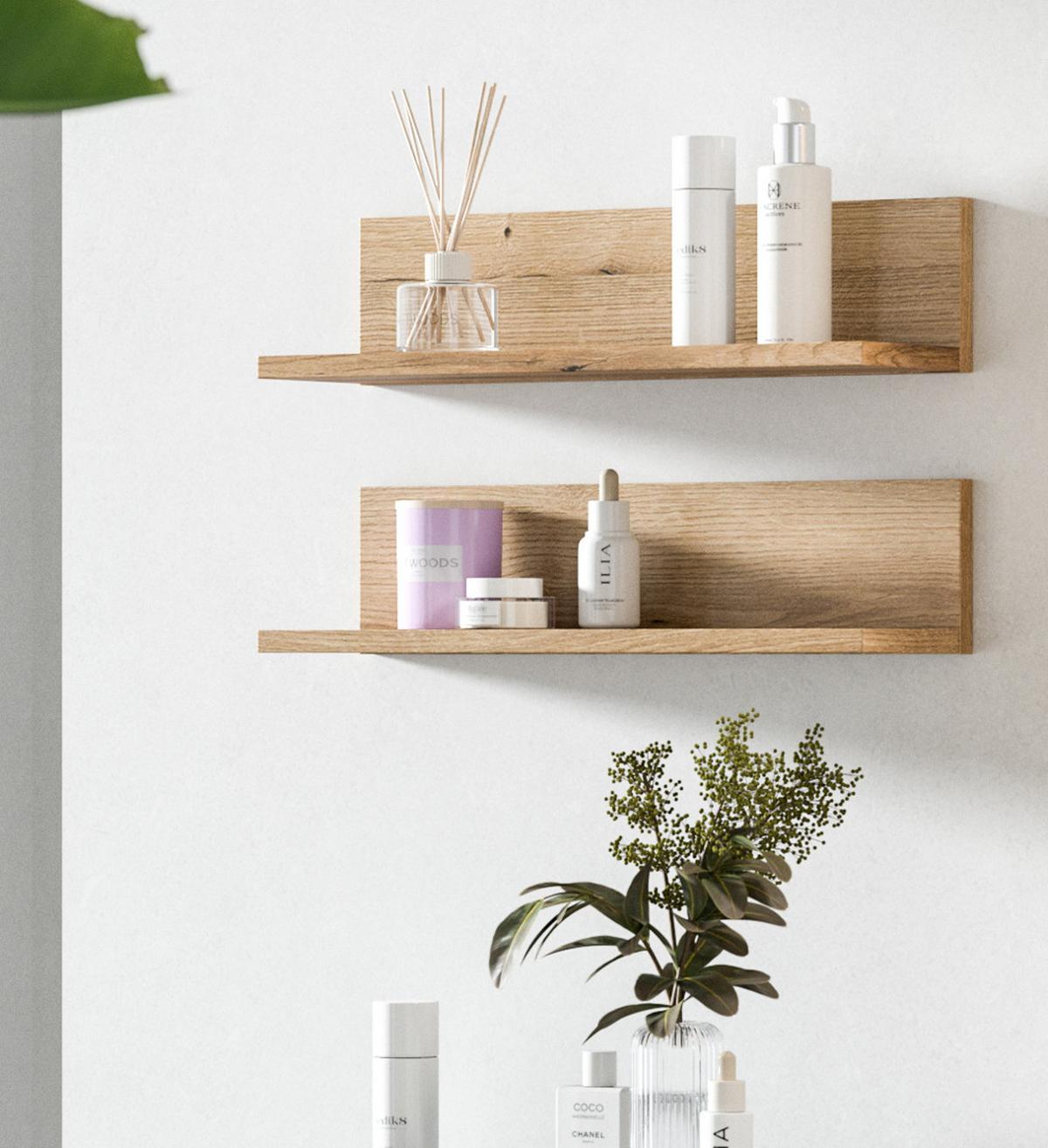 REGAL Evoke Eiche 51 cm, Badezimmer Regal 2er Set - Eichefarben, Holzwerkstoff (51/12/14cm) - Inn.Furn