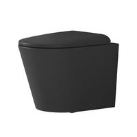 WAND-WC Set 49 x 36,5 cm inkl. WC-Sitz mit Absenkautomatik schwarz matt - Schwarz, Keramik (36.5/36/49cm) - EMKE