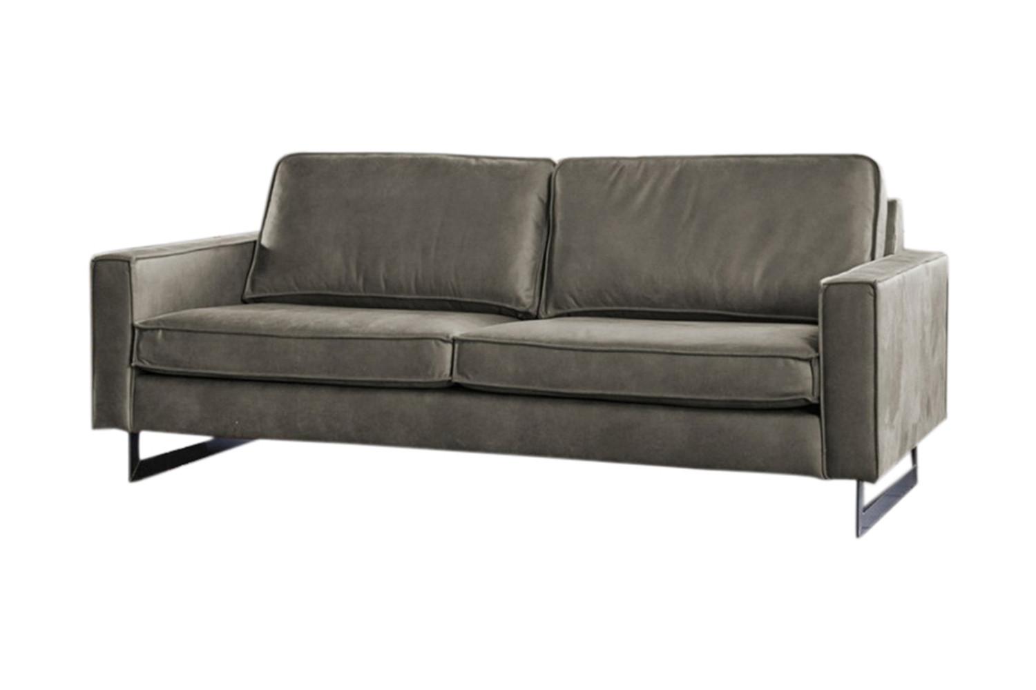 SOFA VILNIUS Anthrazit Lederfaserstoff - Anthrazit/Schwarz, Leder/Metall (206/85/99cm) - KAWOLA