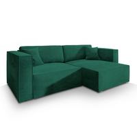 ECKSOFA NERIO M Grün Velours-Stoff mit Schlaffunktion - Grau/Grün, Holz/Kunststoff (245/148cm) - MASSENO