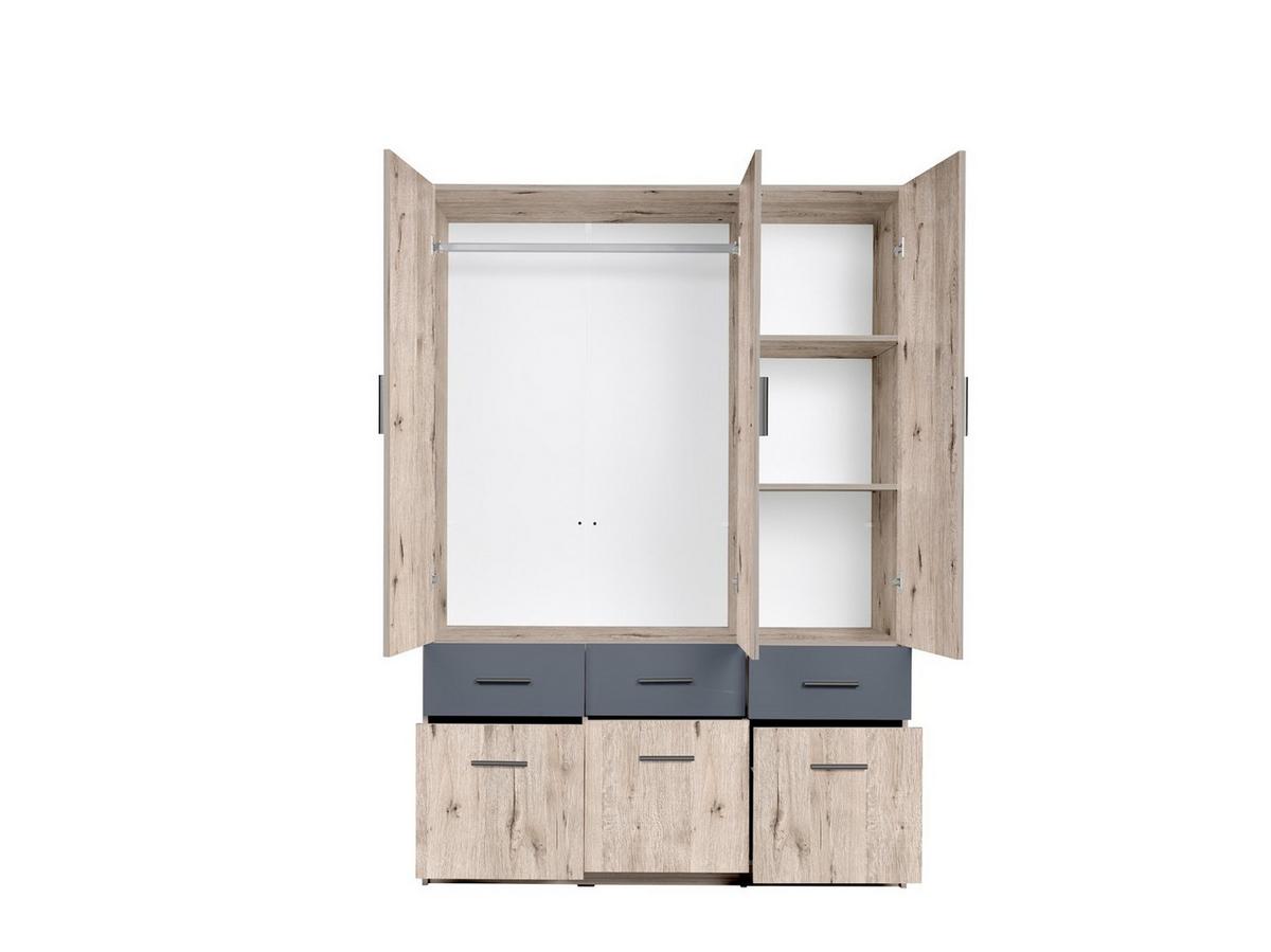 DREHTÜRENSCHRANK LUGERN 136/197,6/53,6cm 3-türig Eiche Wellington - Eichefarben, Holzwerkstoff (136/197.6/53.6cm) - MASSENO