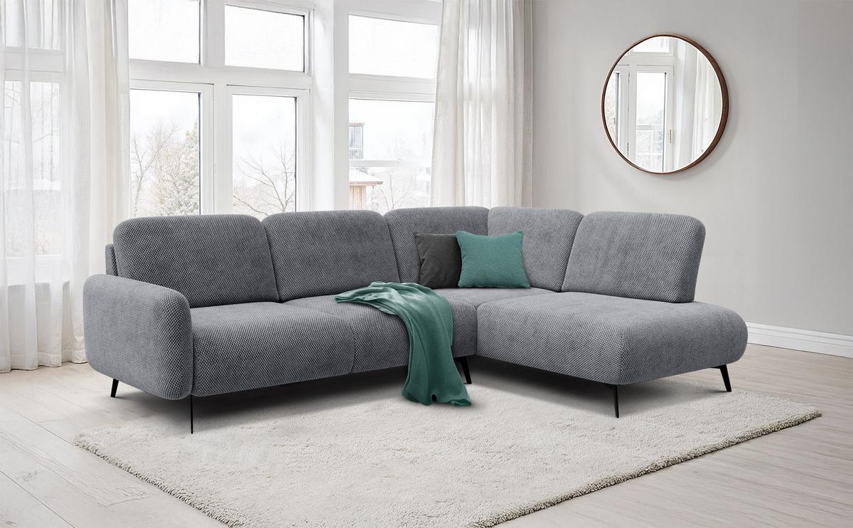 ECKSOFA FEBE 5-Sitzer rechts, grau - Schwarz/Grau, Holz/Textil (271/190cm) - Wozimo