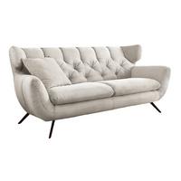 SOFA CHARME Cremeweiß Cord - Creme/Schwarz, Textil/Metall (200/94/95cm) - KAWOLA