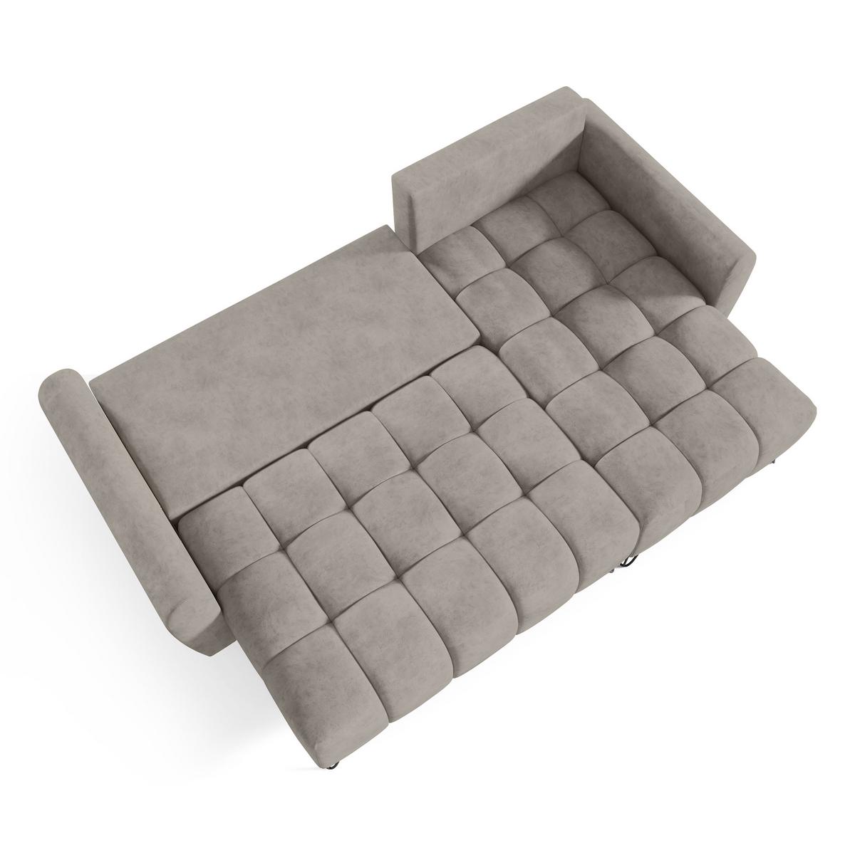 ECKSCHLAFSOFA Malaga Mini universeller Ottomane, Dunkelbeige - Beige/Schwarz, Textil (222/148cm) - Beautysofa