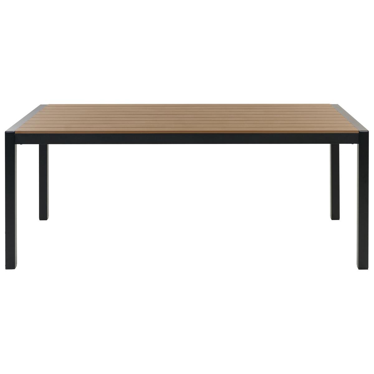 GARTENTISCH Aluminium hellbraun/schwarz 180/90 cm Vernio - Hellbraun/Schwarz, Holz (180/90/76cm) - Beliani