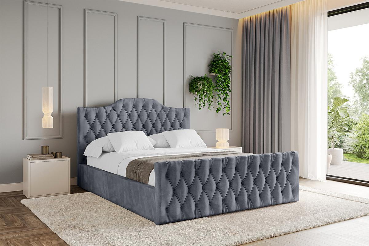 POLSTERBETT mit Bettkasten, Fußteil und Lattenrost, Boxbett mit Matratze H3/H4 - FALIO-Z 120x200 Grau - Grau, Holzwerkstoff/Textil (120/200cm) - ALTDECOR