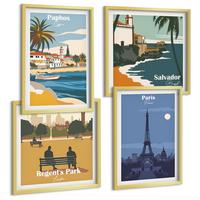 BILDER SET 4er Set - 50x50 cm & 40x60 cm Goldrahmen - Architektur der Küstenstädte - Goldfarben, Kunststoff (50/50cm) - TULUP