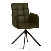 ARMLEHNSTUHL drehbar (4er-Set) Deeann 52x91x60 Schwarz/Khaki - Dunkelgrün/Schwarz, Kunststoff (60/91/52cm) - 58aufmkessel