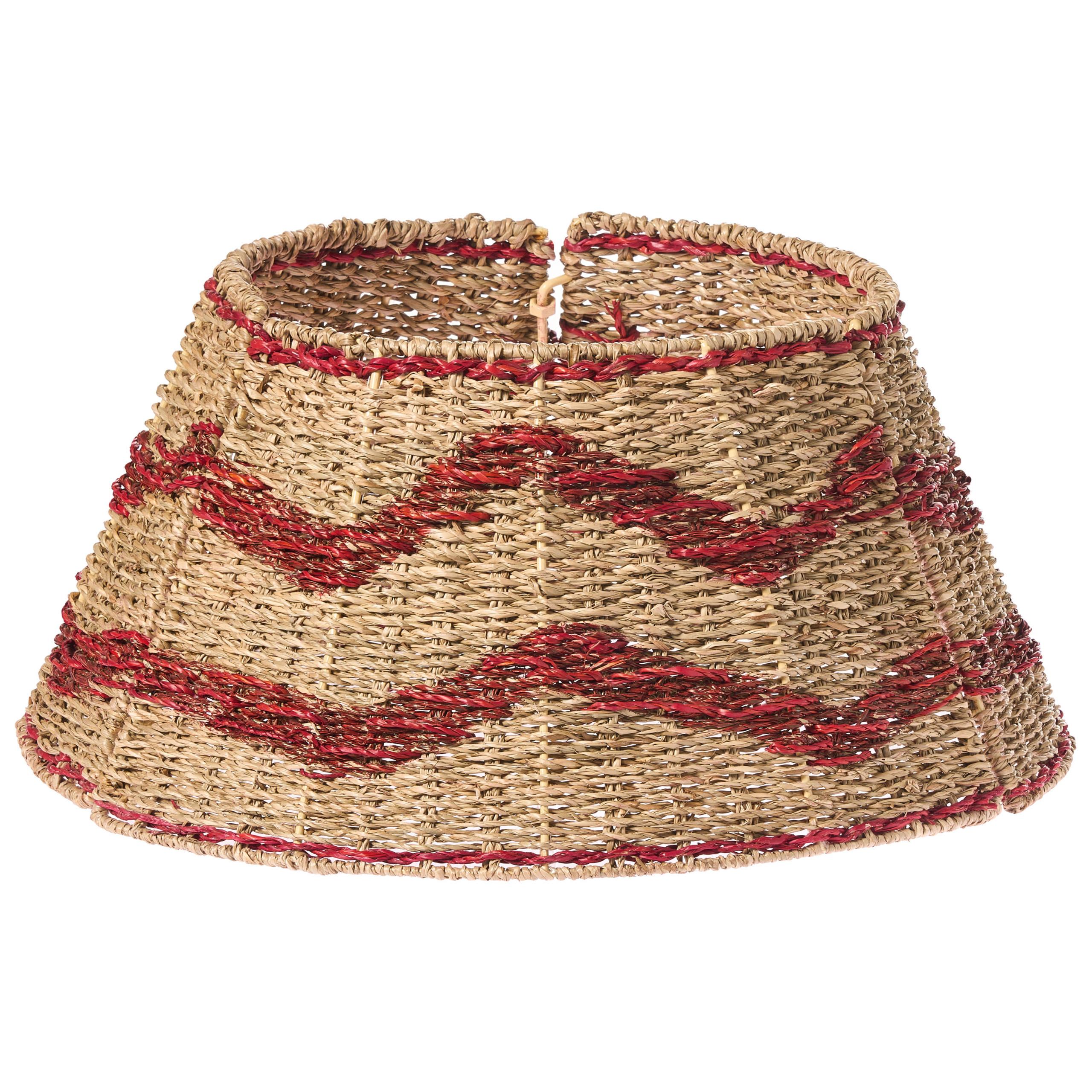WEIHNACHTSBAUMKRAGEN 24 cm Naturfarben Hiver - Rot/Naturfarben, Naturmaterialien (24cm) - Beliani