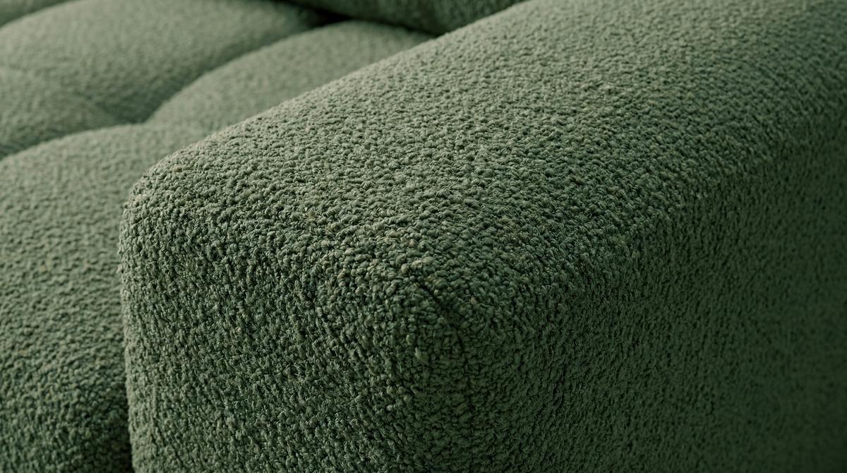 ECKSOFA Ovia mit Bettkasten und Schlaffunktion, Bouclé-Stoff in L-Form - Grün, Textil (270/185cm)