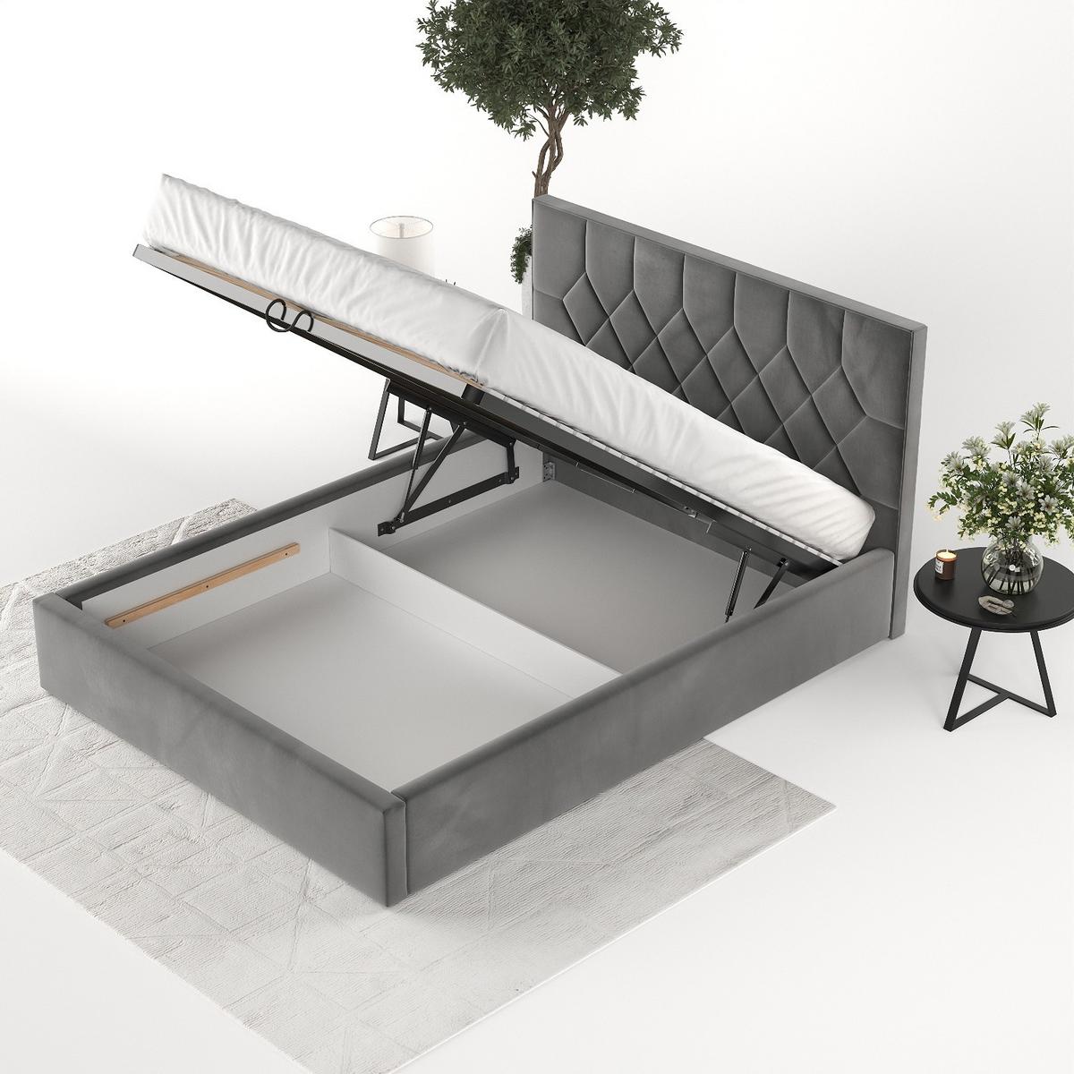 POLSTERBETT Brisa 180/200 cm Grau im Kronos Stoff - Schwarz/Naturfarben, Holz/Holzwerkstoff (180/200cm) - AltaBeds