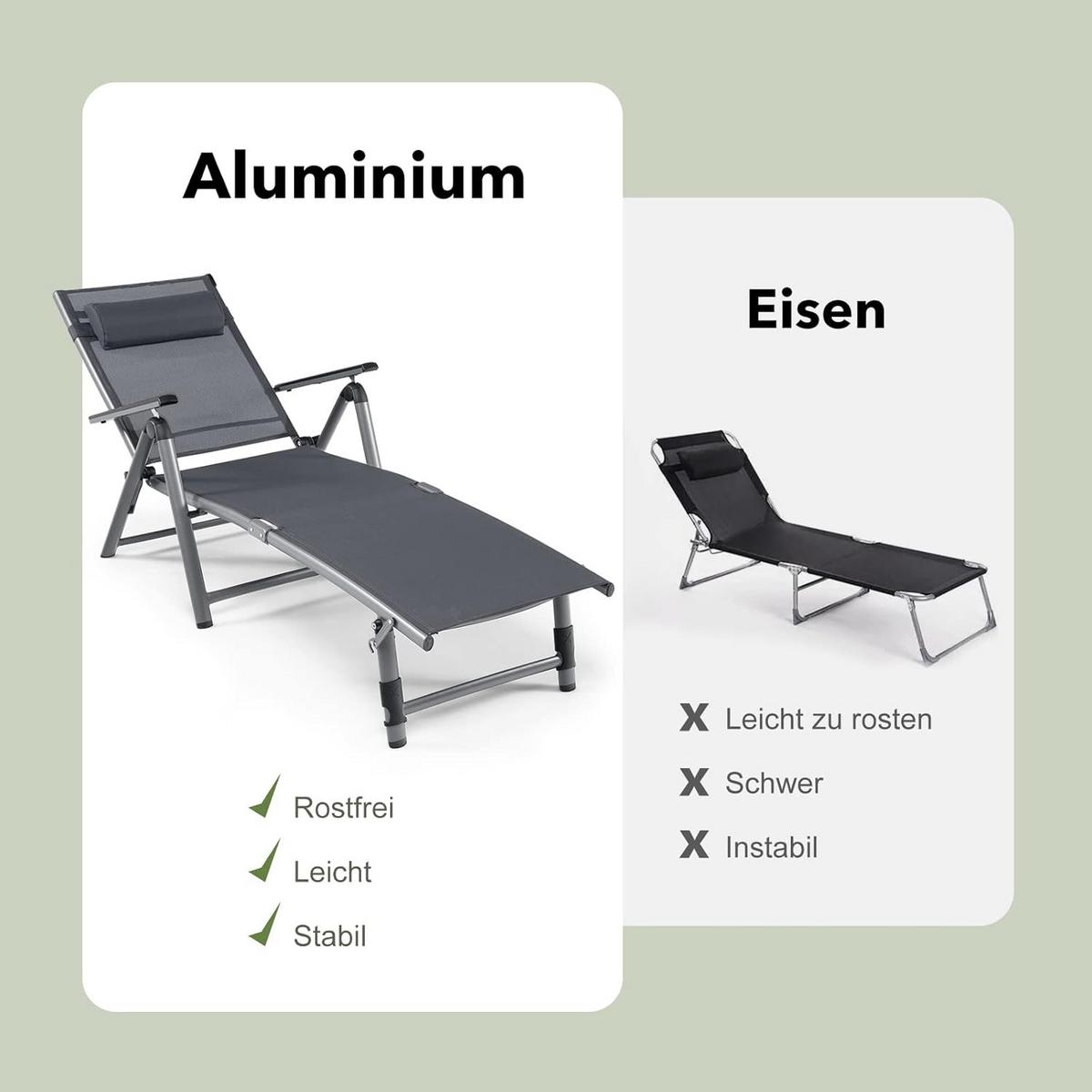 GARTENLIEGE Silber - Silberfarben, Metall (180/69.5/67cm) - COSTWAY