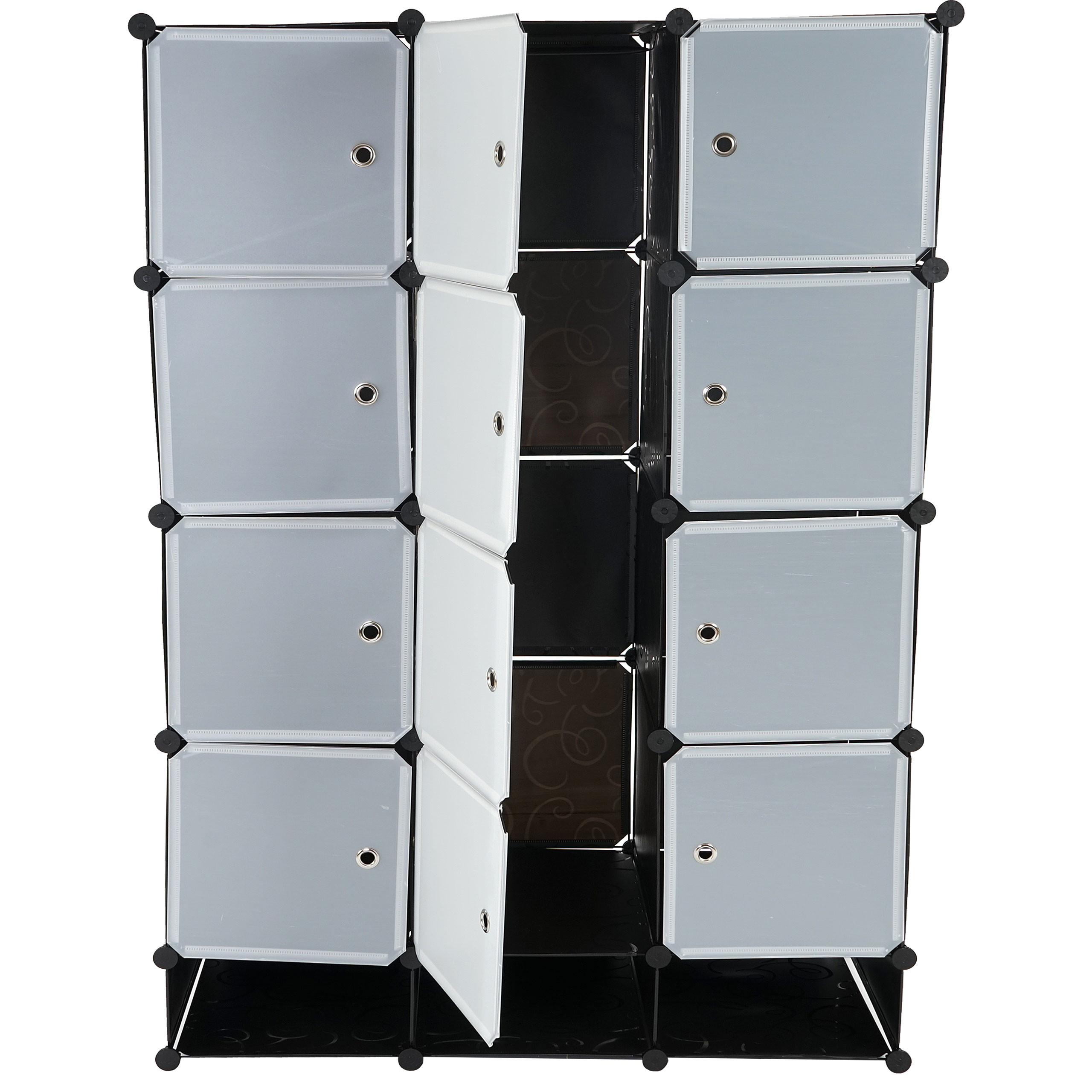REGALSYSTEM 8 BOXEN Schwarz, Reinweiß - Schwarz/Weiß, Kunststoff (37/37/47cm) - MCW