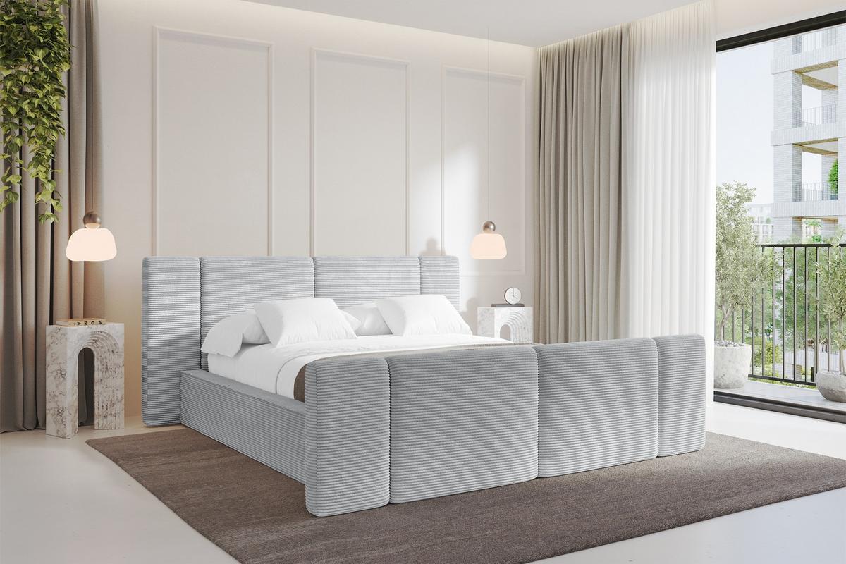 POLSTERBETT mit Bettkasten, Fußteil und Lattenrost, Bett mit Matratze H3/H4 - RIVO-Z 180x200 Grau - Anthrazit, Holzwerkstoff/Textil (180/200cm) - ALTDECOR