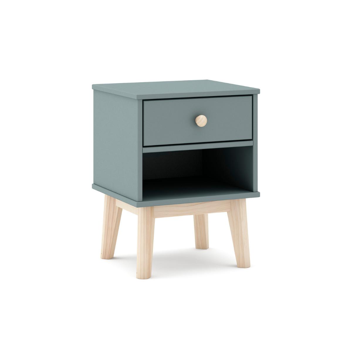 NACHTTISCH mit 1 Schublade und 1 offener Nische, L40 cm 35/40/53,1 cm - Grün, Holzwerkstoff (35/53.1/40cm) - Calicosy