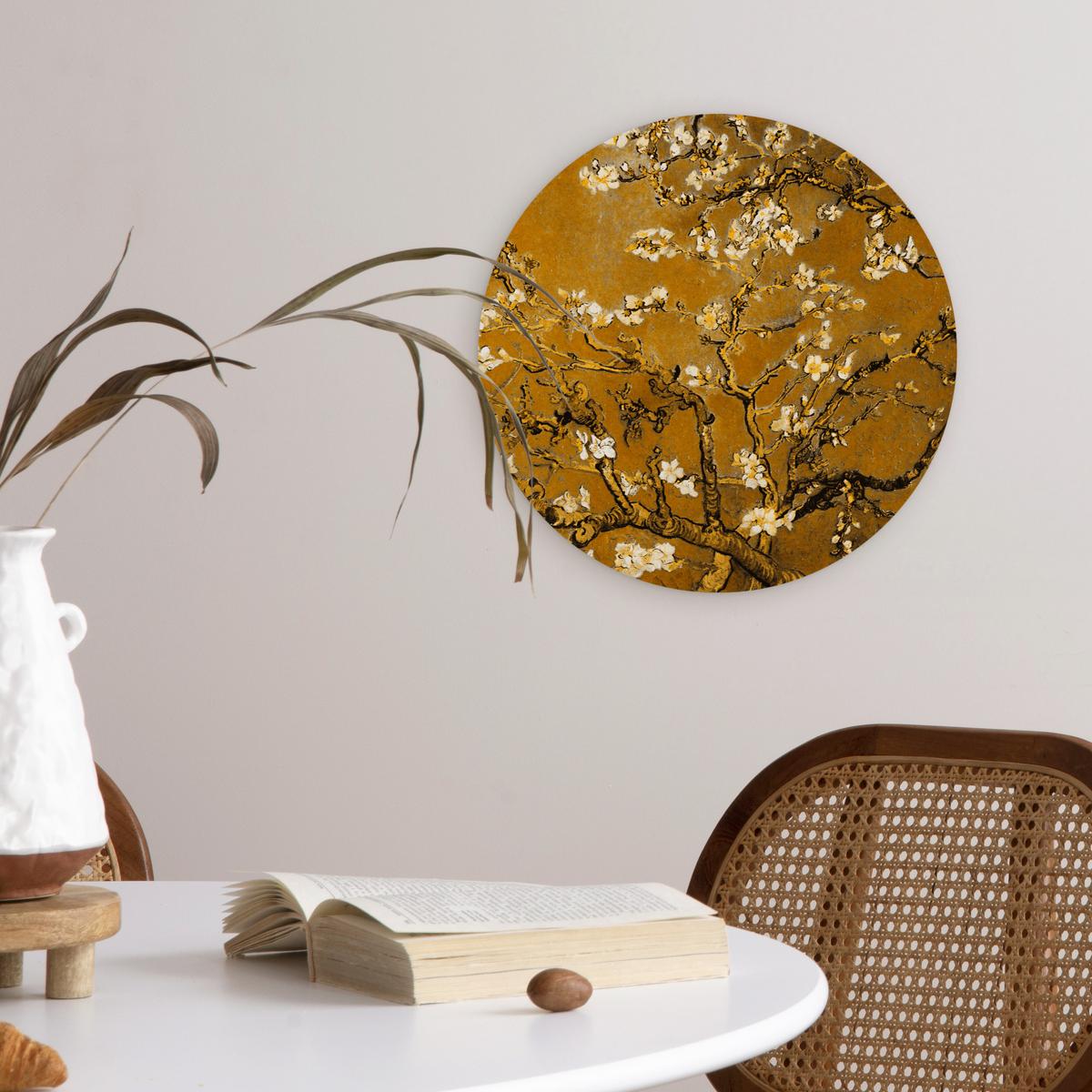 WANDBILD Mandelblüte - Kunst - Van Gogh - Gold Deko Wohnzimmer 30x30 cm - Wengefarben, Kunststoff (30/30cm) - MuchoWow