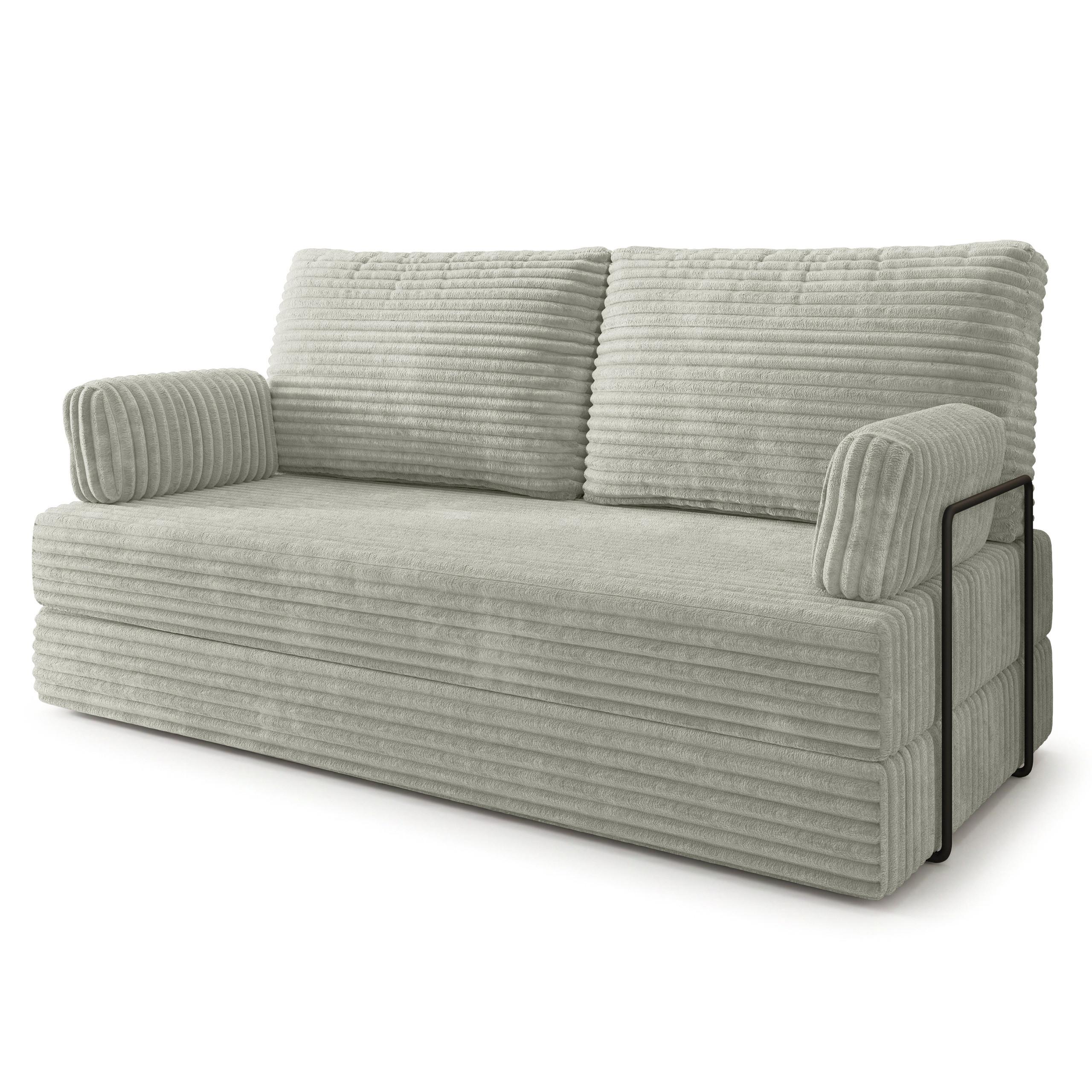 BETTSOFA SILAR aus Schaumstoff Kordstoff Hellgrau Schlaffunktion - Hellgrau, Textil (170/86/80cm) - MASSENO