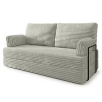 BETTSOFA SILAR aus Schaumstoff Kordstoff Hellgrau Schlaffunktion - Hellgrau, Textil (170/86/80cm) - MASSENO