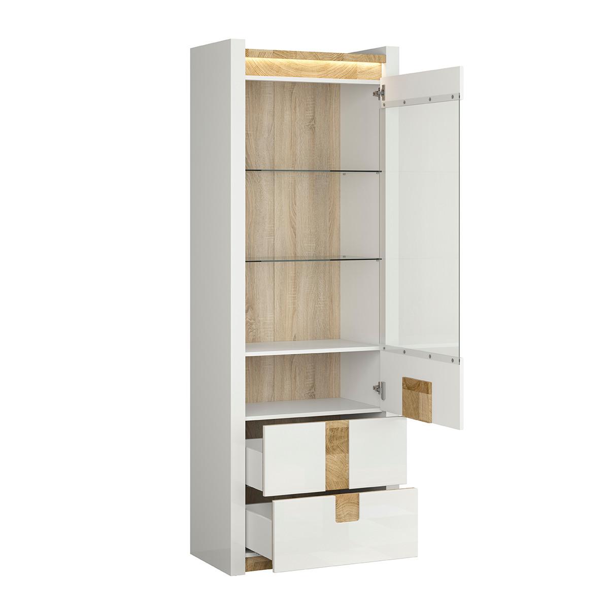 VITRINE Helios Weiß und Holz - Weiß, Holzwerkstoff (72/202/42cm) - Petits-meubles