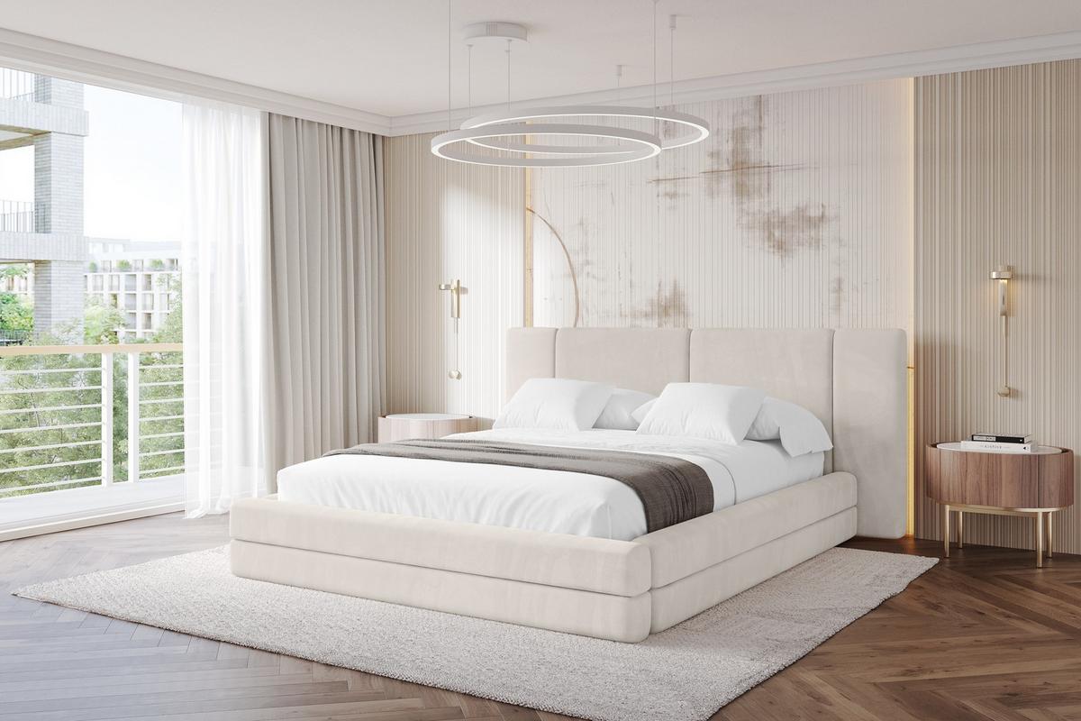 POLSTERBETT mit Bettkasten und Lattenrost, Bett mit Matratze H3/H4 - TEVO 140x200 Beige - Ecru, Holzwerkstoff/Textil (140/200cm) - ALTDECOR