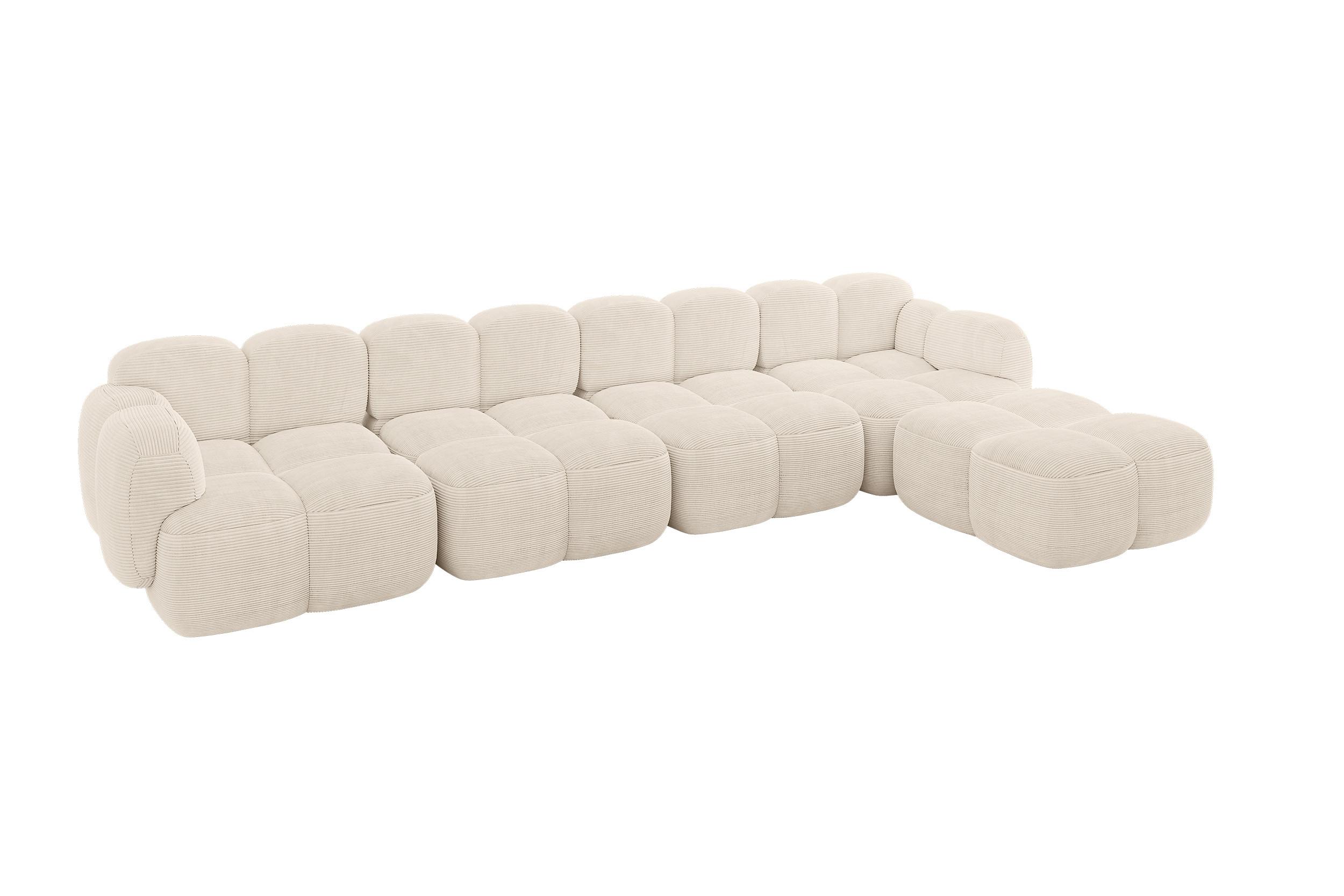 ECKSOFA modulares Sofa Rechts Miko-L3 390x205x75 Beige Cord - Beige/Schwarz, Holzwerkstoff/Kunststoff (390/205cm) - ALTDECOR