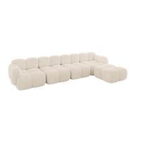 ECKSOFA modulares Sofa Rechts Miko-L3 390x205x75 Beige Cord - Beige/Schwarz, Holzwerkstoff/Kunststoff (390/205cm) - ALTDECOR