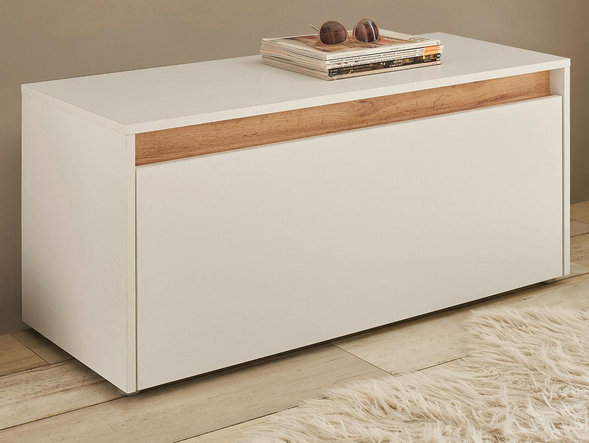 GARDEROBENBANK weiß, Eiche Wotan 100 cm, Sitzbank mit Stauraum - Eiche Wotan/Silberfarben, Holzwerkstoff/Kunststoff (100/45/40cm) - Furn.Design