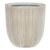 BLUMENTOPF beige/weiß rund 31/31/33 cm Chios - Beige/Weiß, Naturmaterialien (33cm) - Beliani