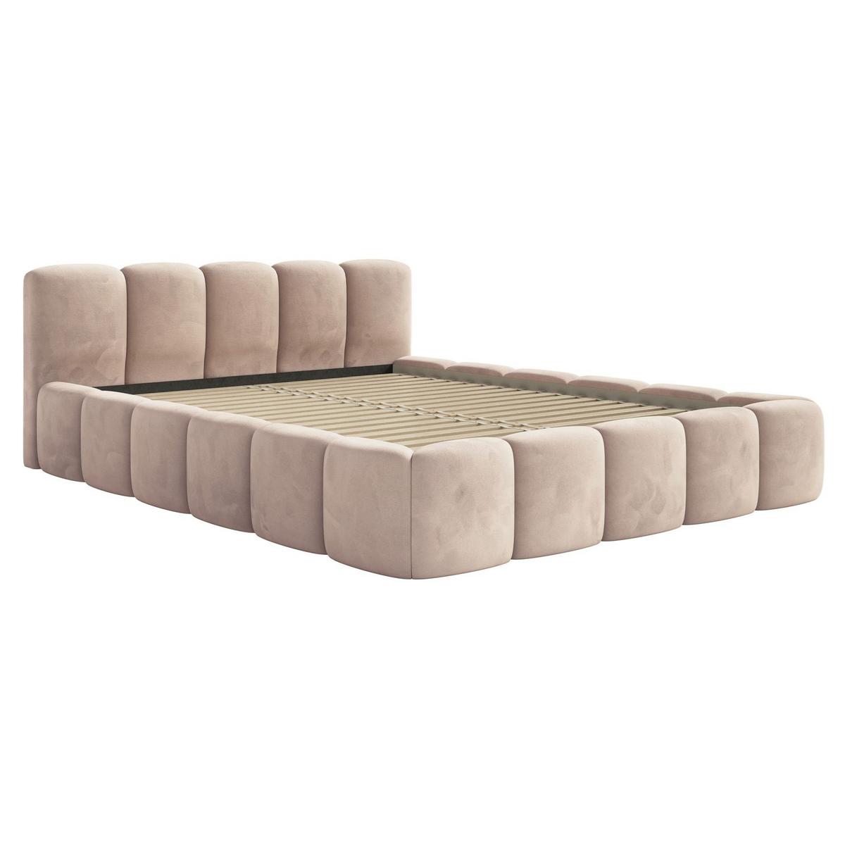 POLSTERBETT Cloudy Low Beige Samt, 120x200 cm - Beige/Schwarz, Kunststoff/Textil (120/200cm) - Selsey