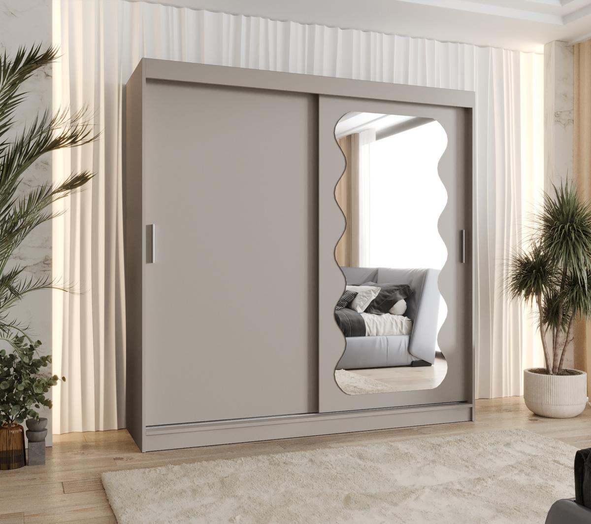 SCHIEBETÜRENSCHRANK mit Spiegel SPOTI 200/200/62 2-türig - Kaschmir/Silberfarben, Holz (200/200/62cm) - MÖBEL KRYSPOL