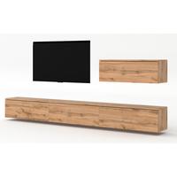 WOHNWAND Loriano IV Eiche, Wotan 300/68/32 cm Anbauwand - Braun, Holzwerkstoff/Kunststoff (300/68/32cm) - AX Living