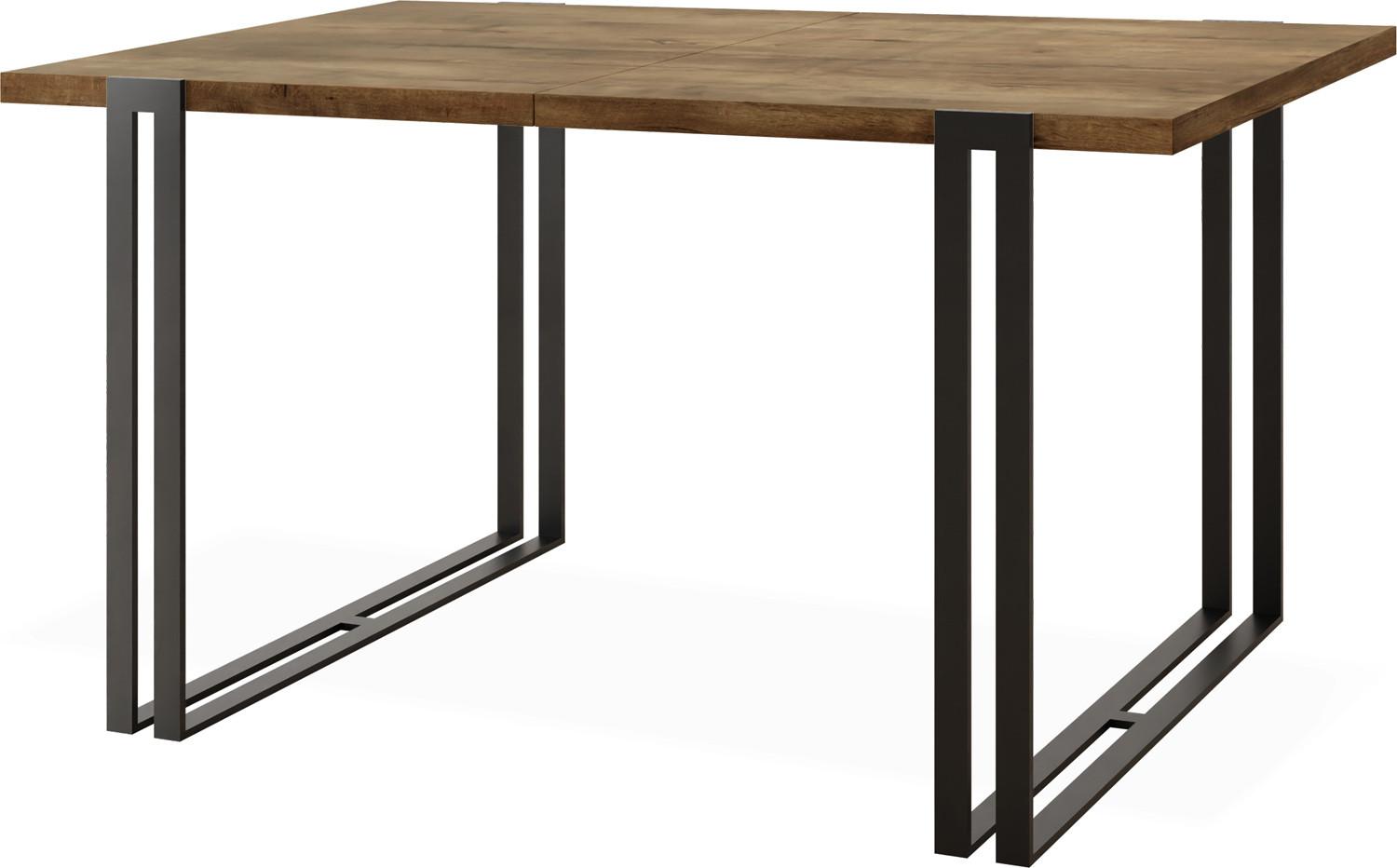 ESSTISCH Marco rechteckig ausziehbar, Lefkas Eiche 120-220/80/76 cm - Alteiche/Schwarz, Holzwerkstoff/Metall (80/220/76cm) - WFL GROUP