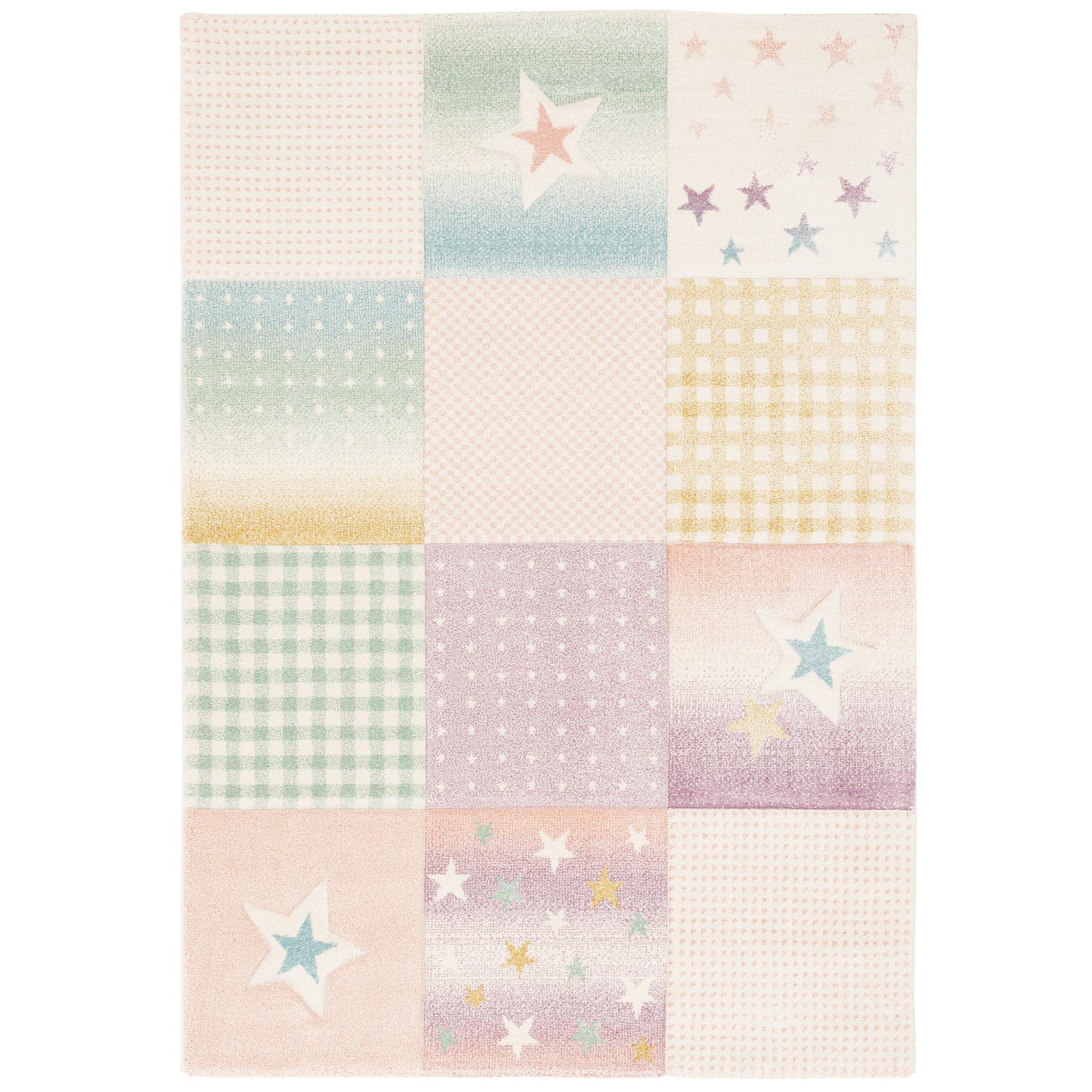 KINDER TEPPICH MAUI KIDS KARO STARS - Rosa, Textil (80/150cm) - Pergamon