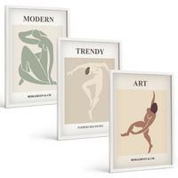 BILDER SET 3er Set - 40x60 cm Weißer Rahmen - Stilvolle Charaktere im Minimalismus - Weiß, Kunststoff (40/60cm) - TULUP