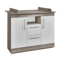 WICKELKOMMODE Selina Platinum Oak Weiß - Eichefarben/Silberfarben, Holzwerkstoff (115/100/75cm) - arthur berndt