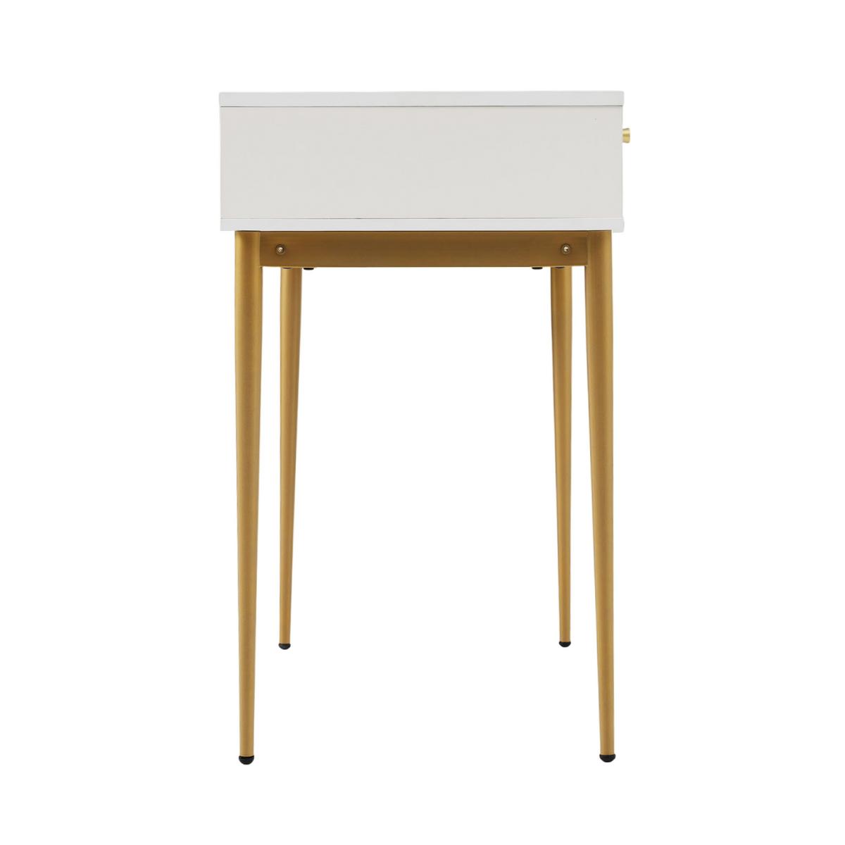 SCHMINKTISCH Cremeweiß und Golden 100/76,5/45 cm - Beige, Holzwerkstoff/Metall (100/76/45cm) - Urban Meuble