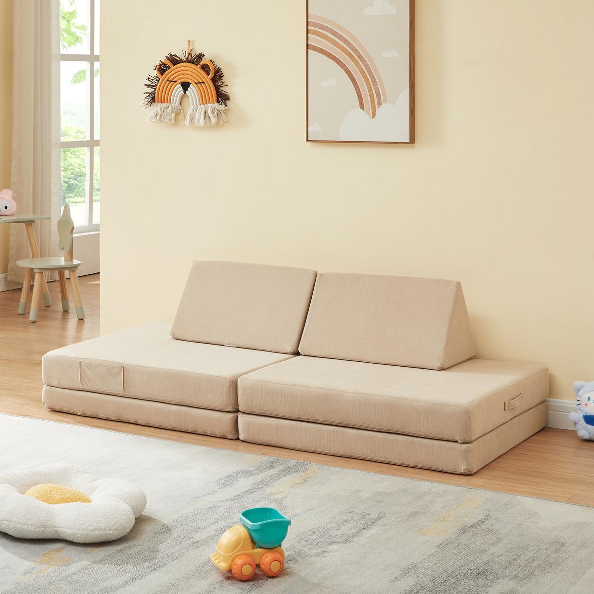 SPIELSOFA Norhulta - Beige, Textil (150/46/66cm) - [en.casa]