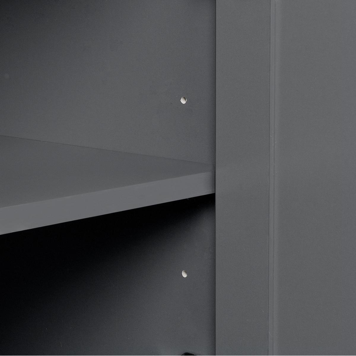 SIDEBOARD Landhausstil Grauschwarz & Holzoptik 160cm mit 4 Türen & 3 Schubladen - Schwarz, Holzwerkstoff (160/75/37cm) - Urban Meuble