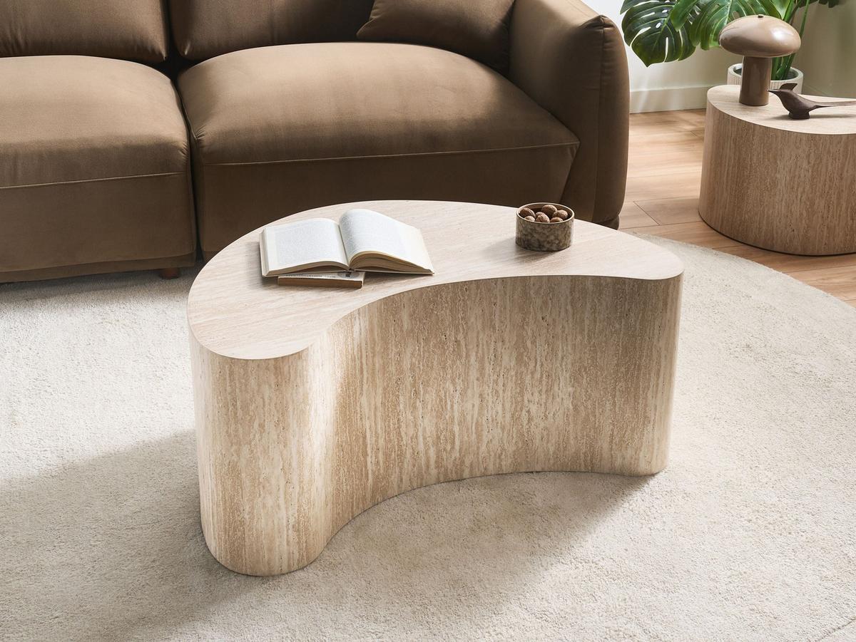 COUCHTISCH Travertinoptik Bilpa - Beige, Holzwerkstoff (89/44/40cm) - Beliani
